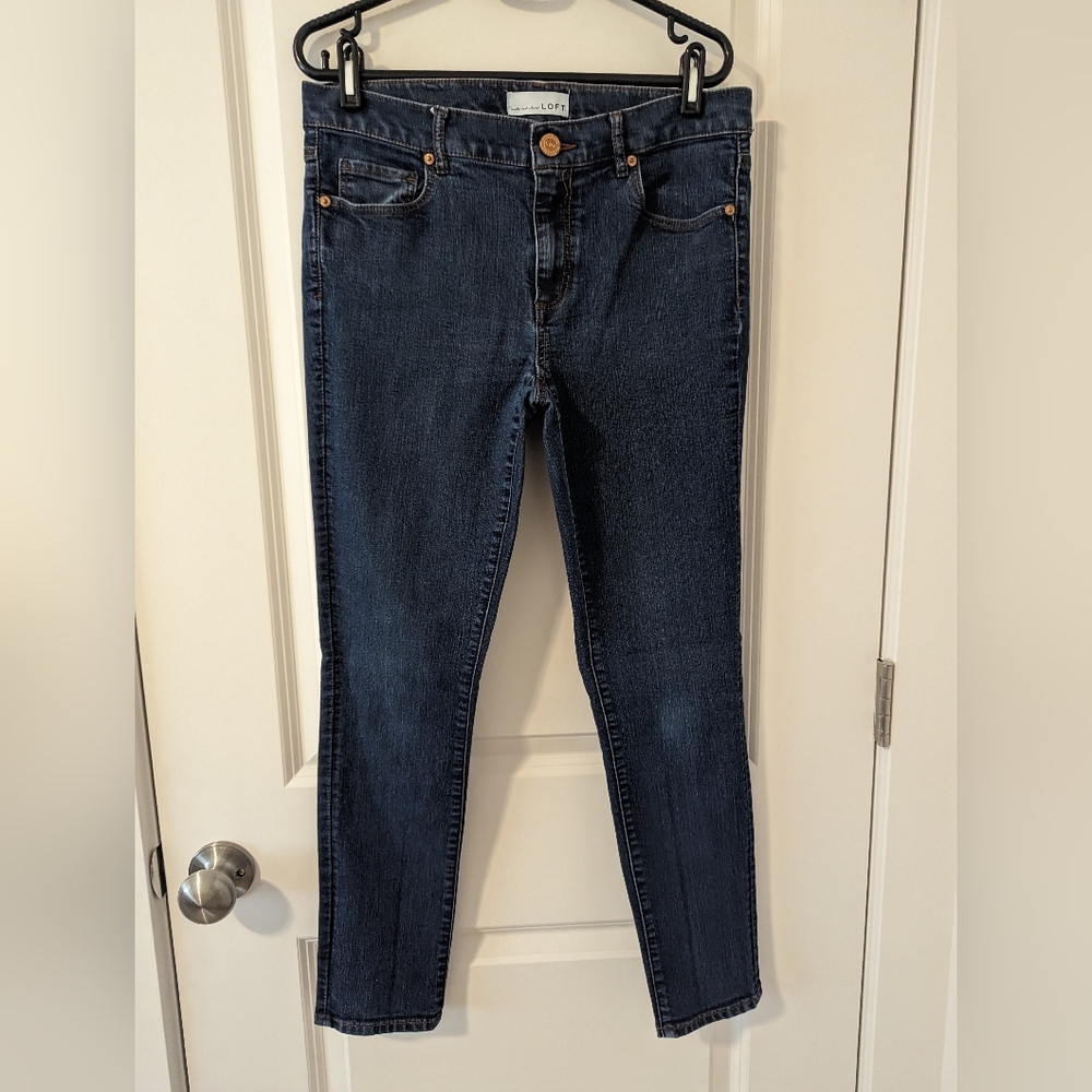 LOFT Blue Modern Skinny Jeans Classic Style Dark Blue Wash 29 US 8